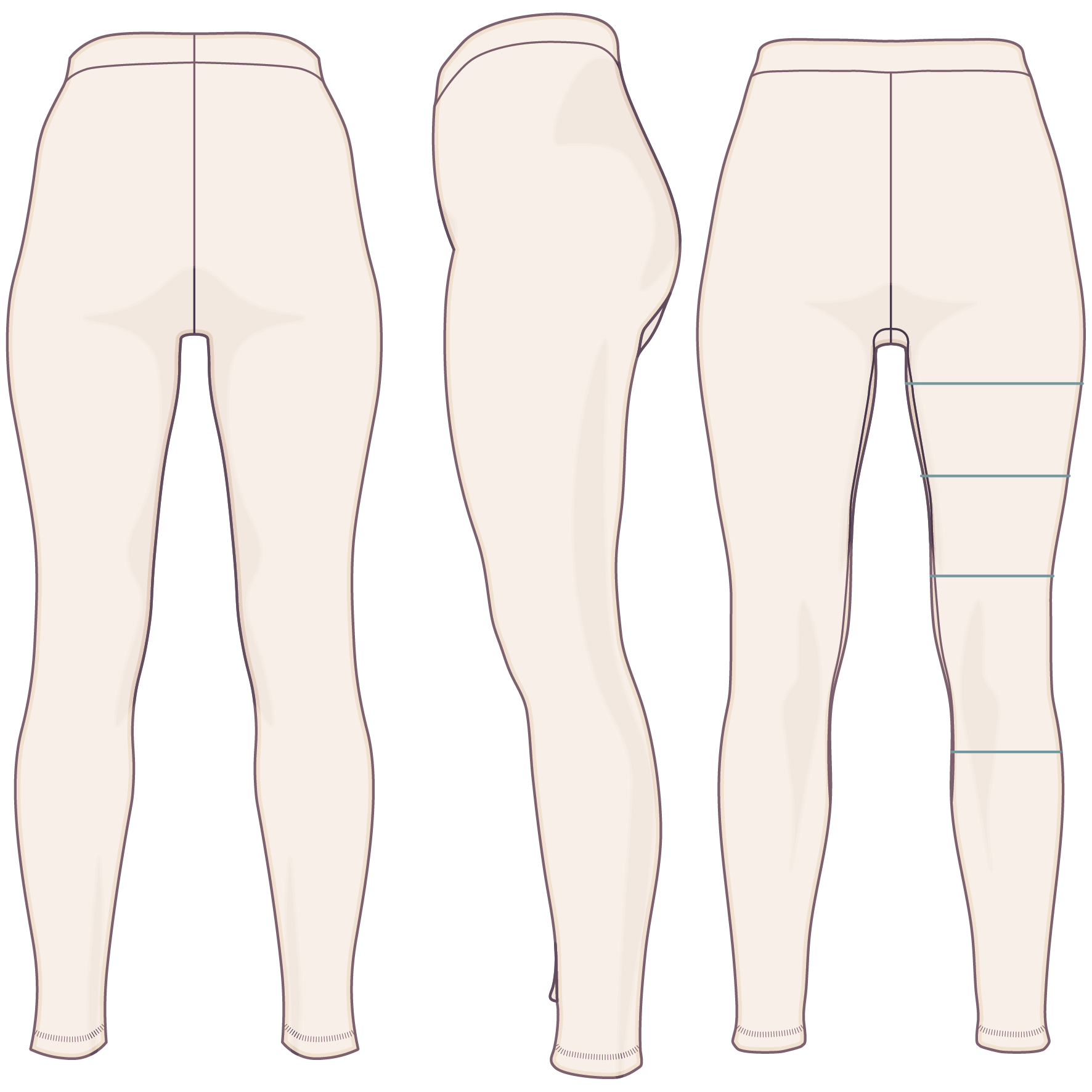 Highwaist Leggings mit angesetztem Bündchen - Technical Drawing