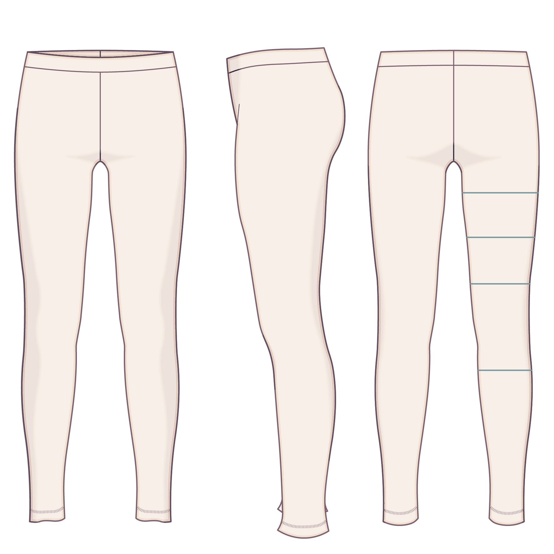 Mid Rise Leggings mit angesetztem Bündchen - Technical Drawing