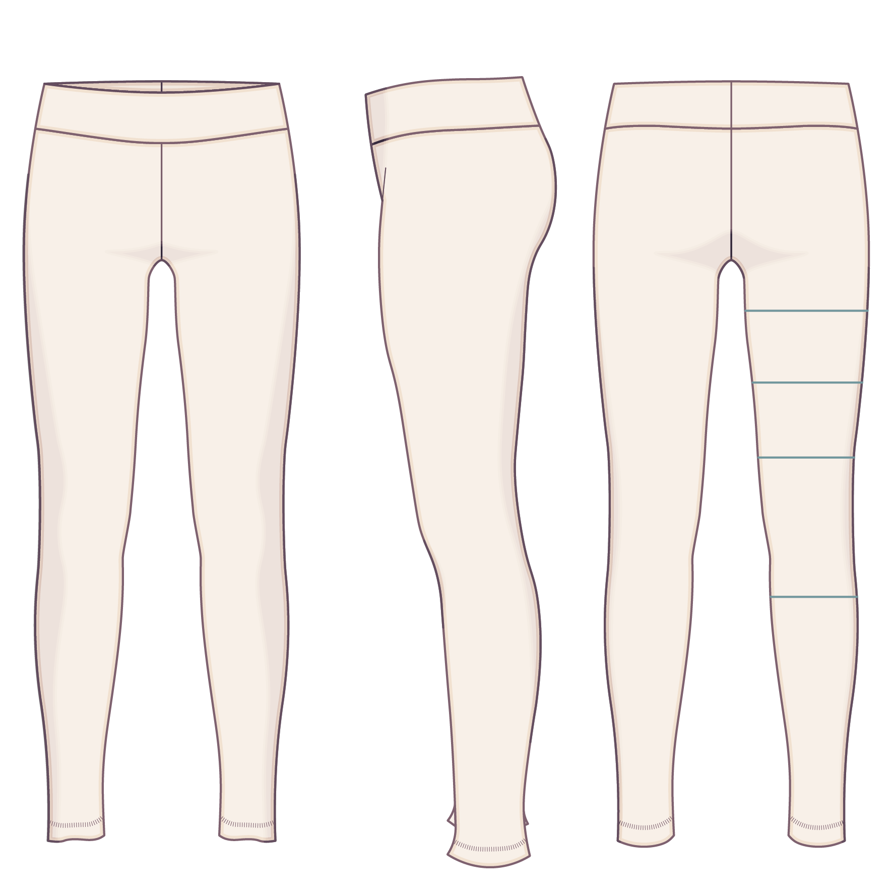 Mid-Rise Leggings mit Foldover-Bund - Technical Drawing