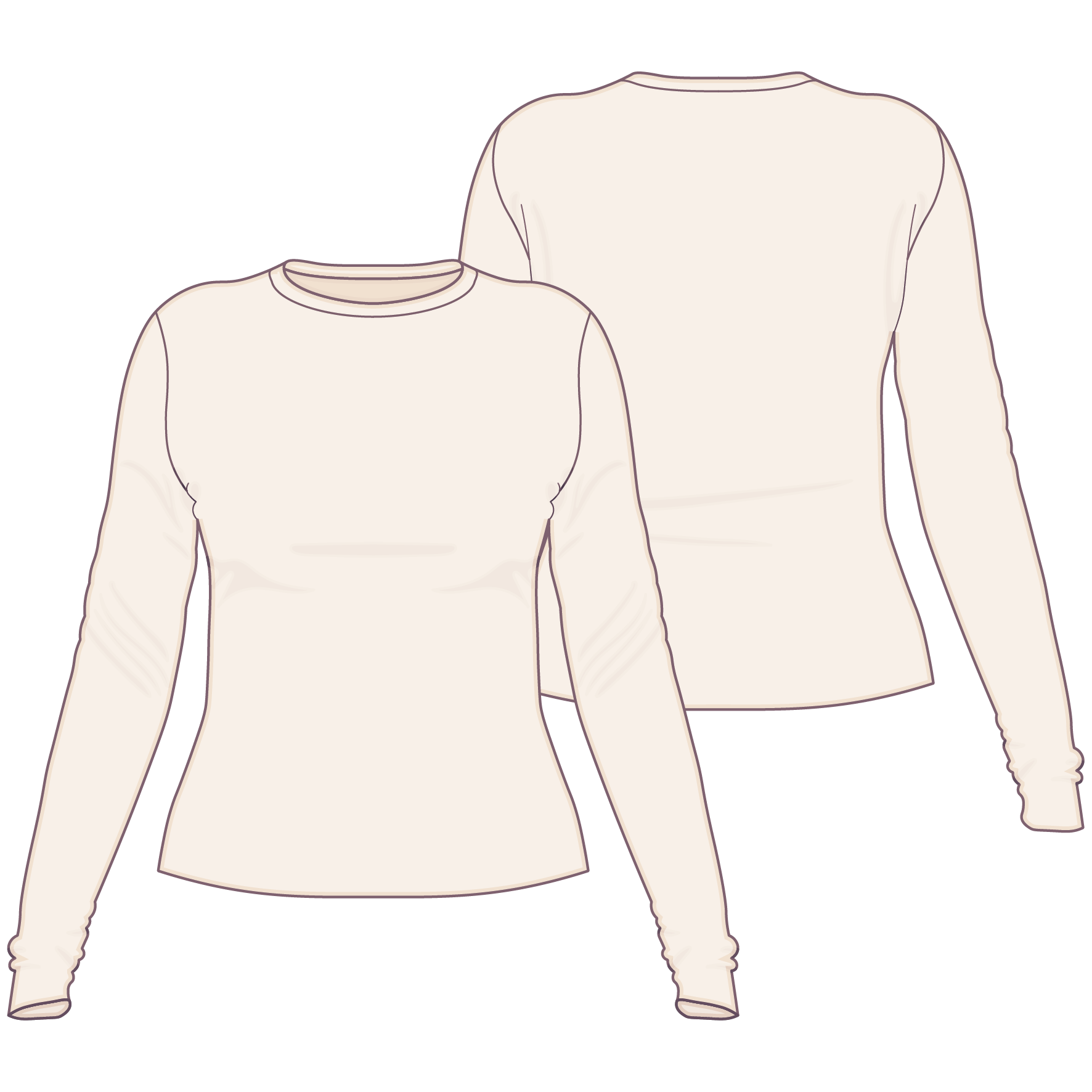Longsleeve mit Rundhalsausschnitt (Slim Fit) - Technical Drawing