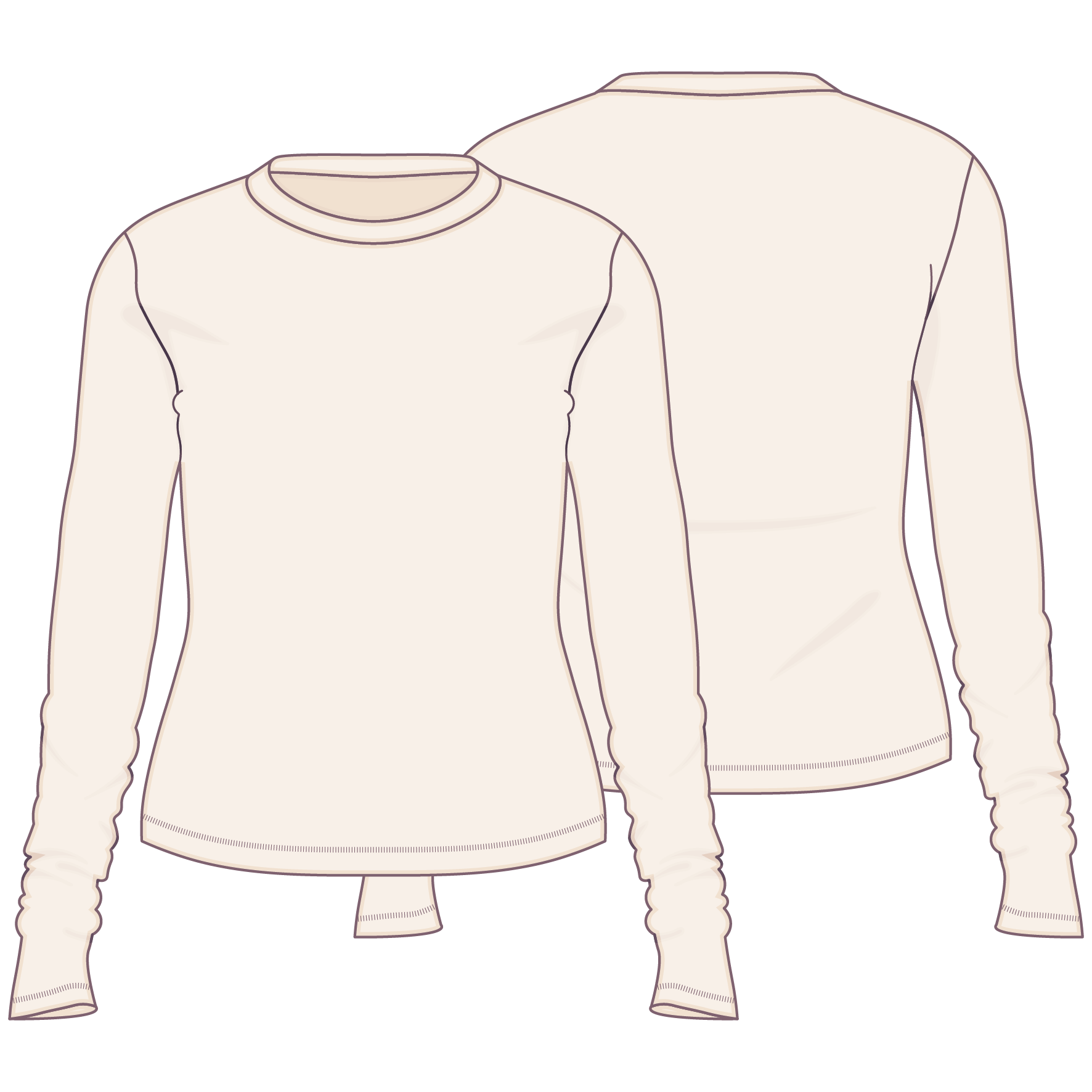 Longsleeve mit Rundhalsausschnitt (Slim Fit) - Technical Drawing