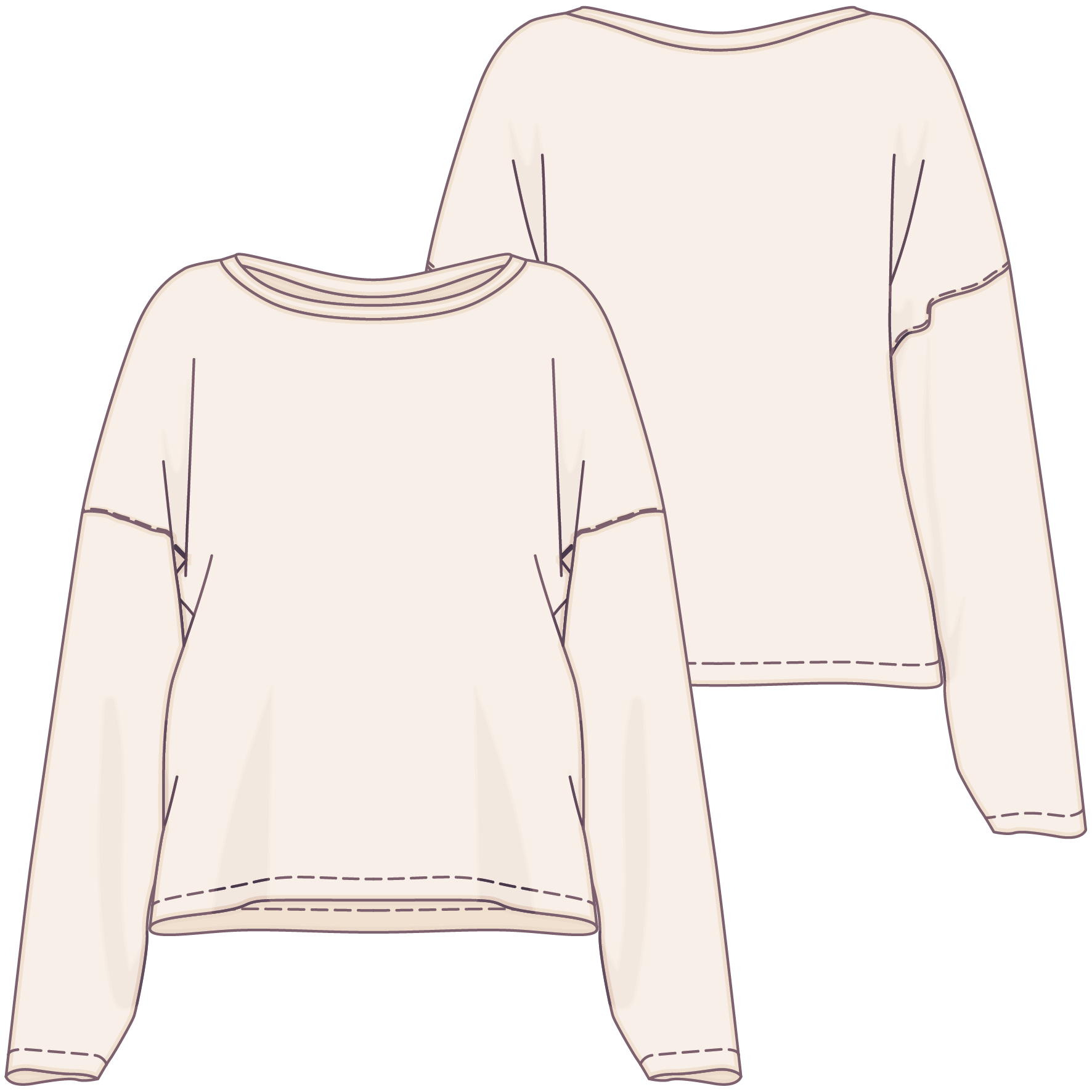 Oversized Pyjama-Shirt mit Rundhalsausschnitt - Technical Drawing