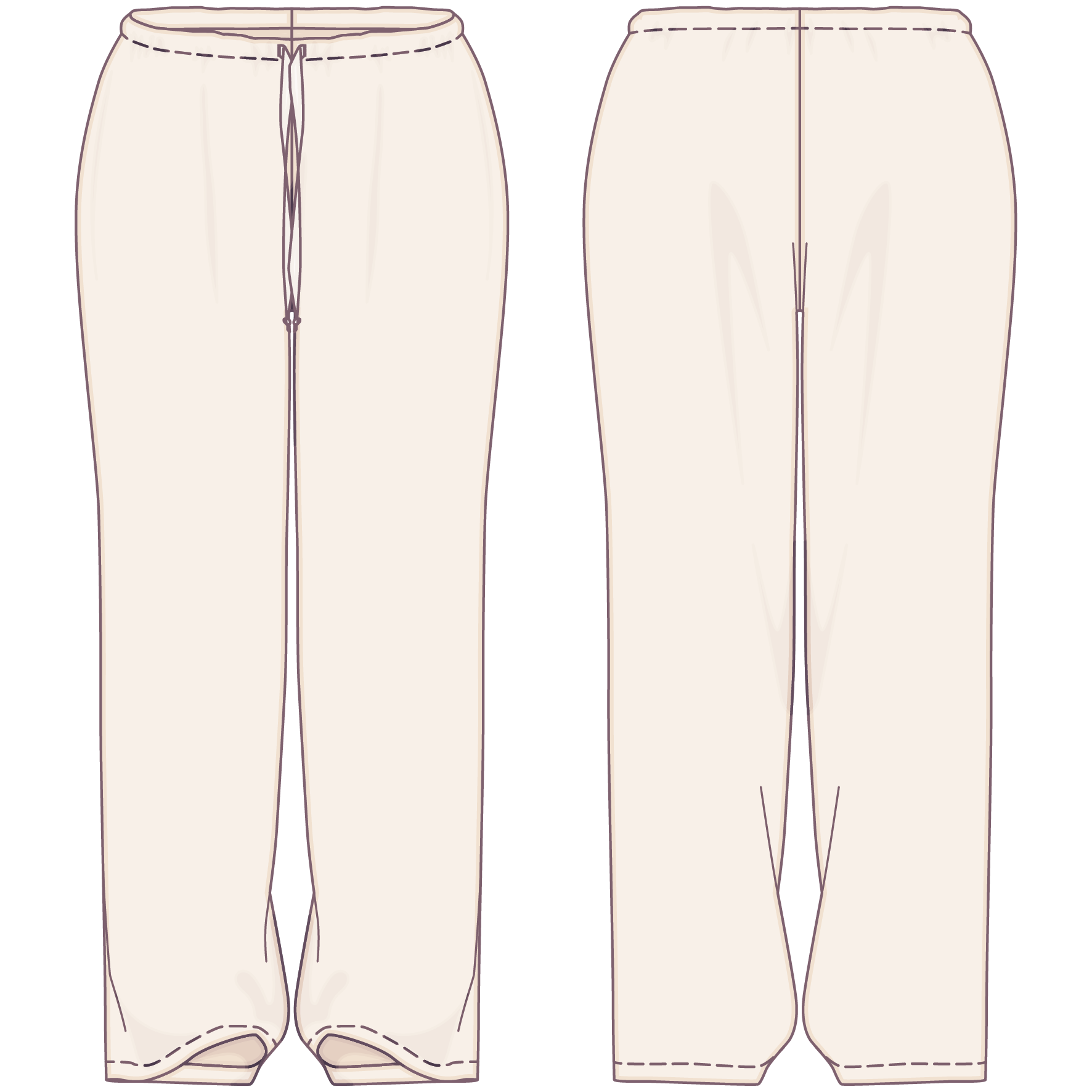 Oversized Pyjama-Hose mit Tunnelzugbund (Straight Leg) - Technical Drawing