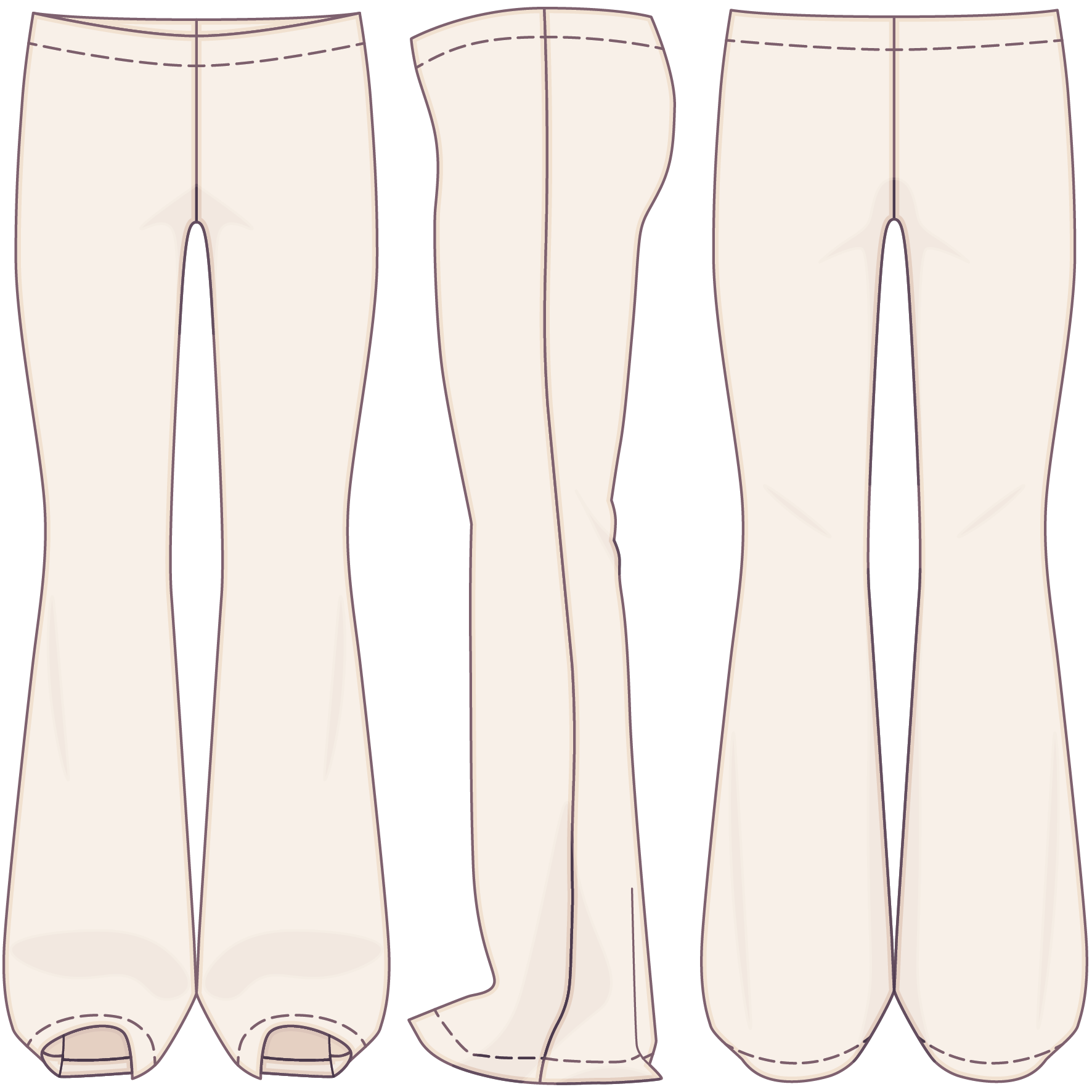 Schlaghose mit eingeschlagenem Bund (Low Waist) - Technical Drawing