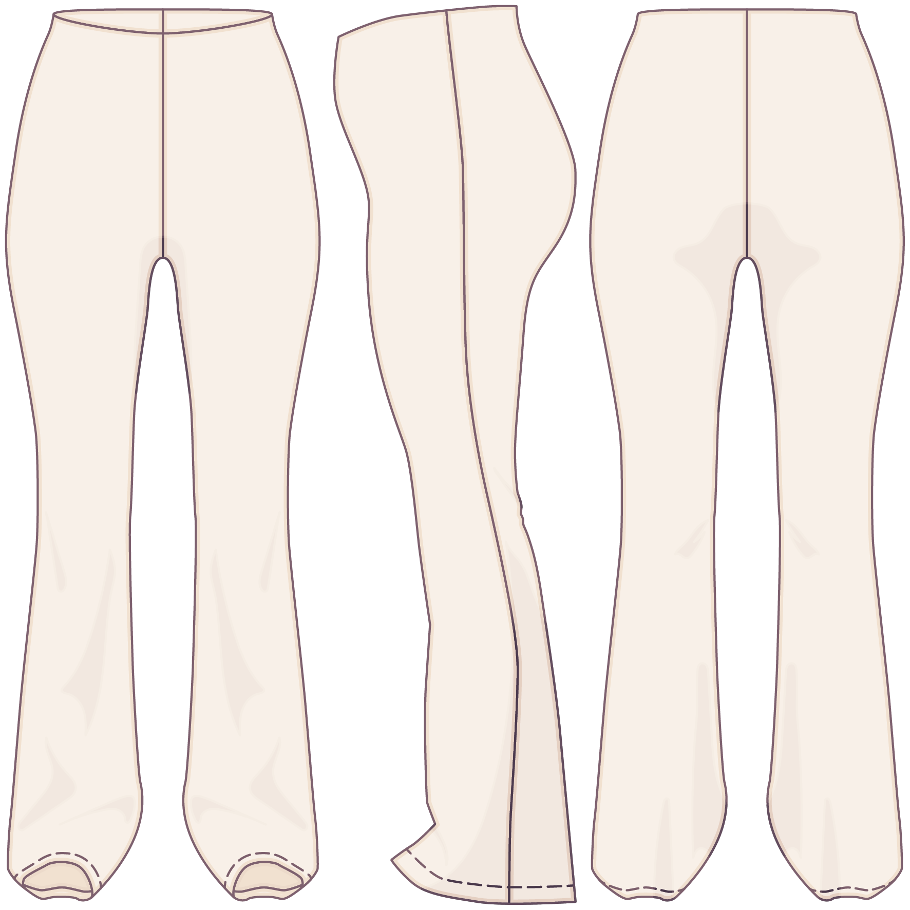 Schlaghose mit verdecktem Bund (High Waist) - Technical Drawing