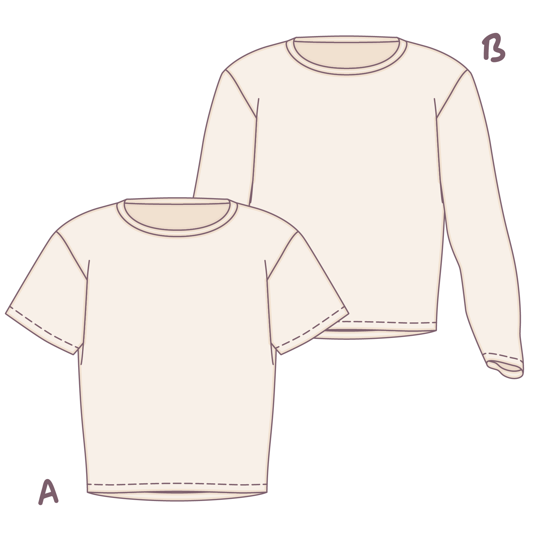 T-Shirt & Longsleeve (Relaxed Fit) - Technical Drawing