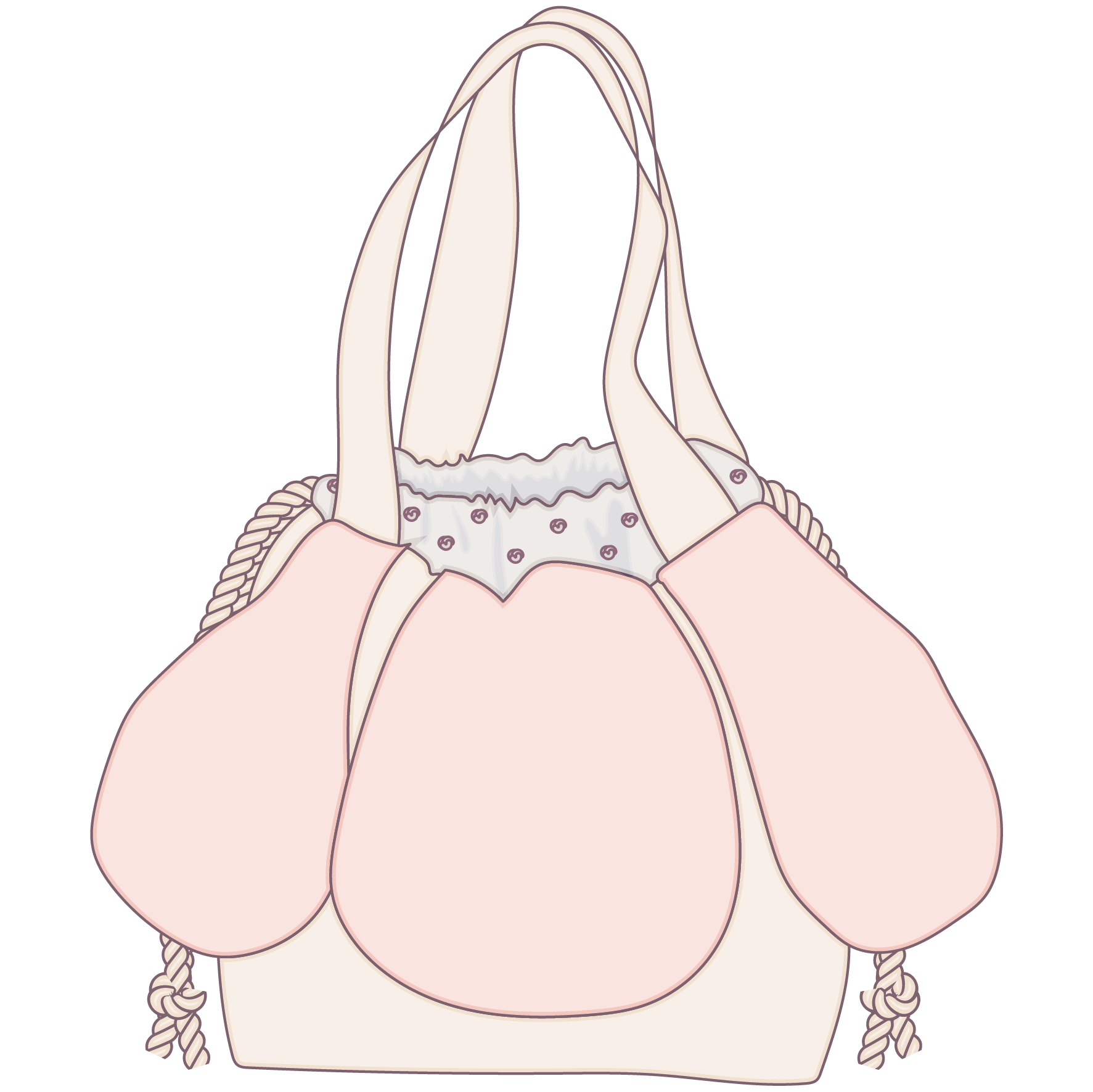 Anemone Tasche mit Tunnelzug - Technical Drawing