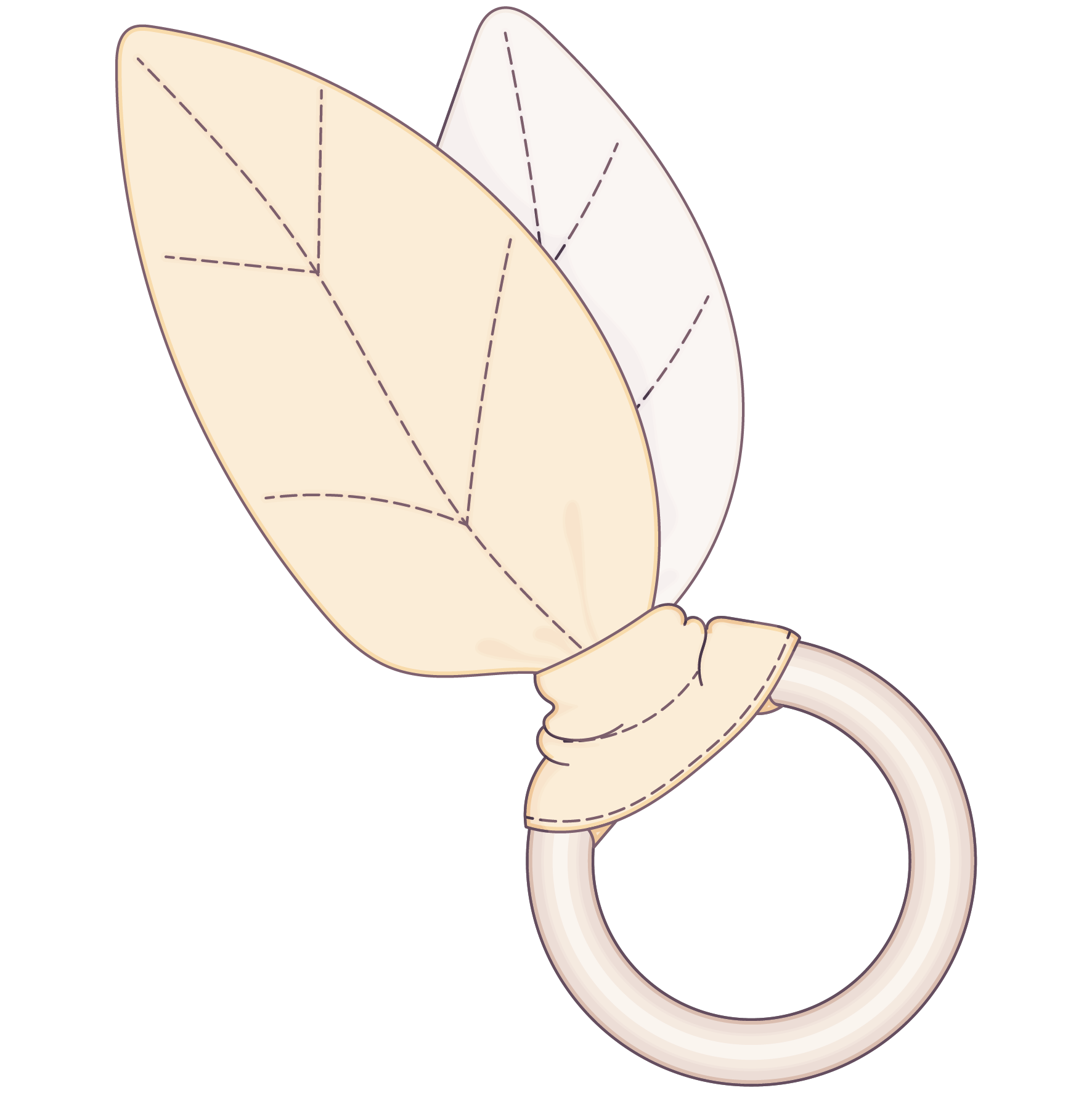 Beißring mit Blatt und Knisterfolie - Technical Drawing