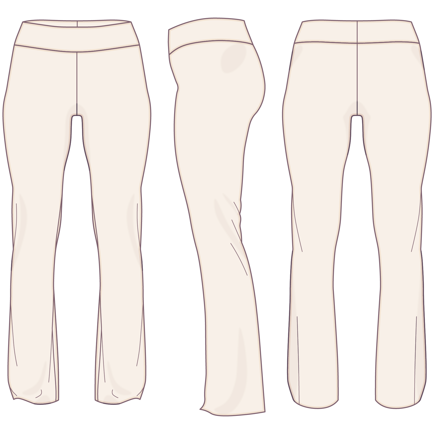 Mid-Rise Leggings mit Foldover-Bund und Flared Leg - Technical Drawing