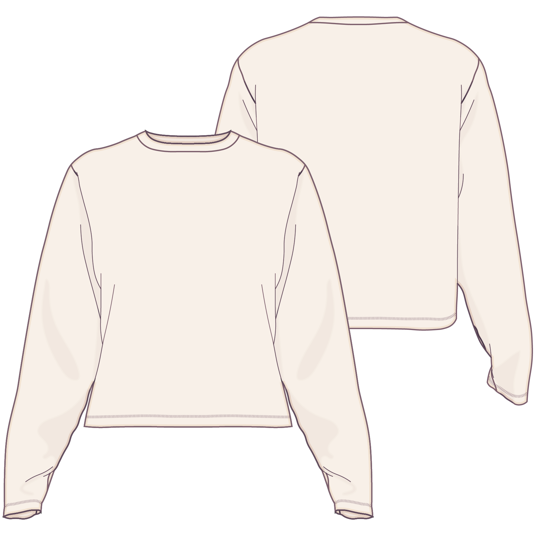 Longsleeve mit Rundhalsausschnitt (Relaxed Fit) - Technical Drawing
