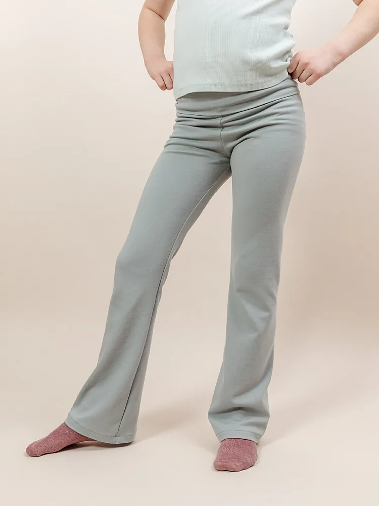Mid-Rise Leggings with Foldover Waistband and Flared Leg