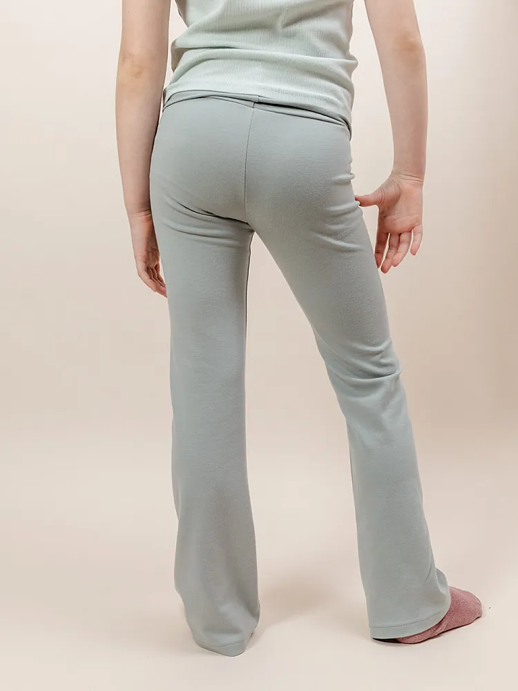 Mid-Rise Leggings with Foldover Waistband and Flared Leg