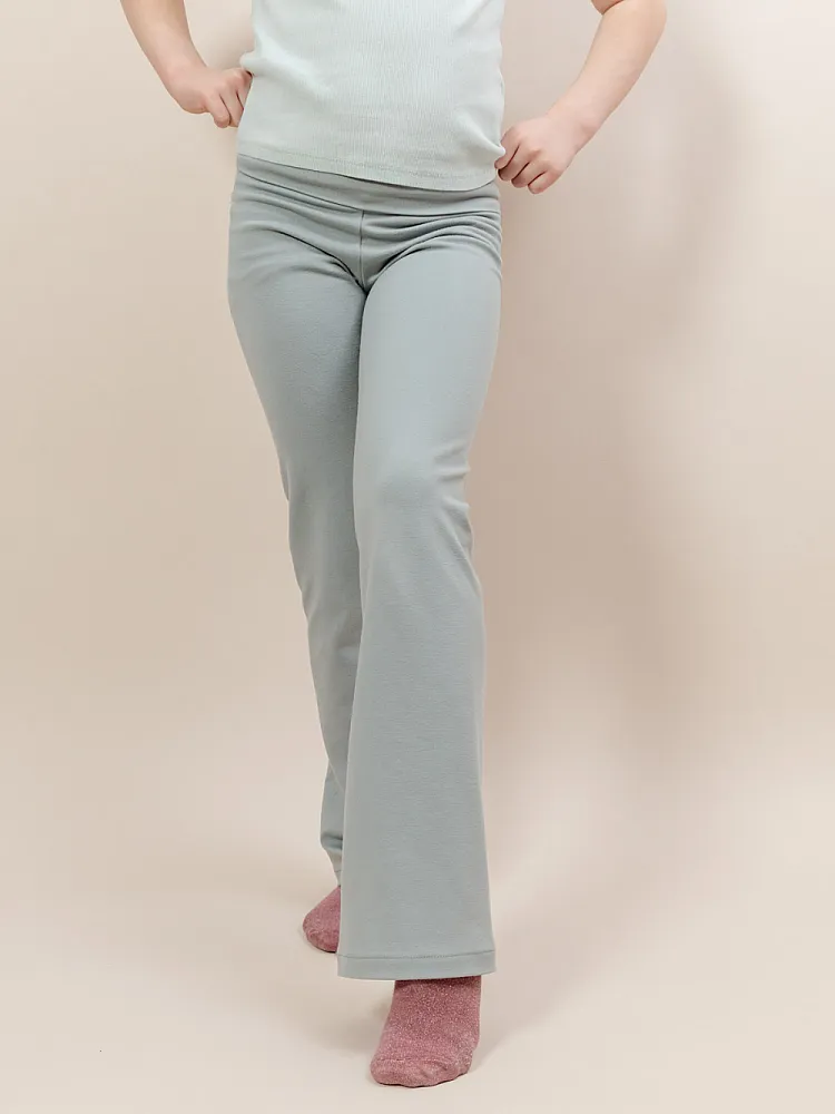 Mid-Rise Leggings with Foldover Waistband and Flared Leg
