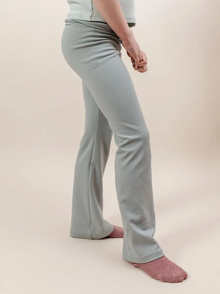 Mid-Rise Leggings with Foldover Waistband and Flared Leg
